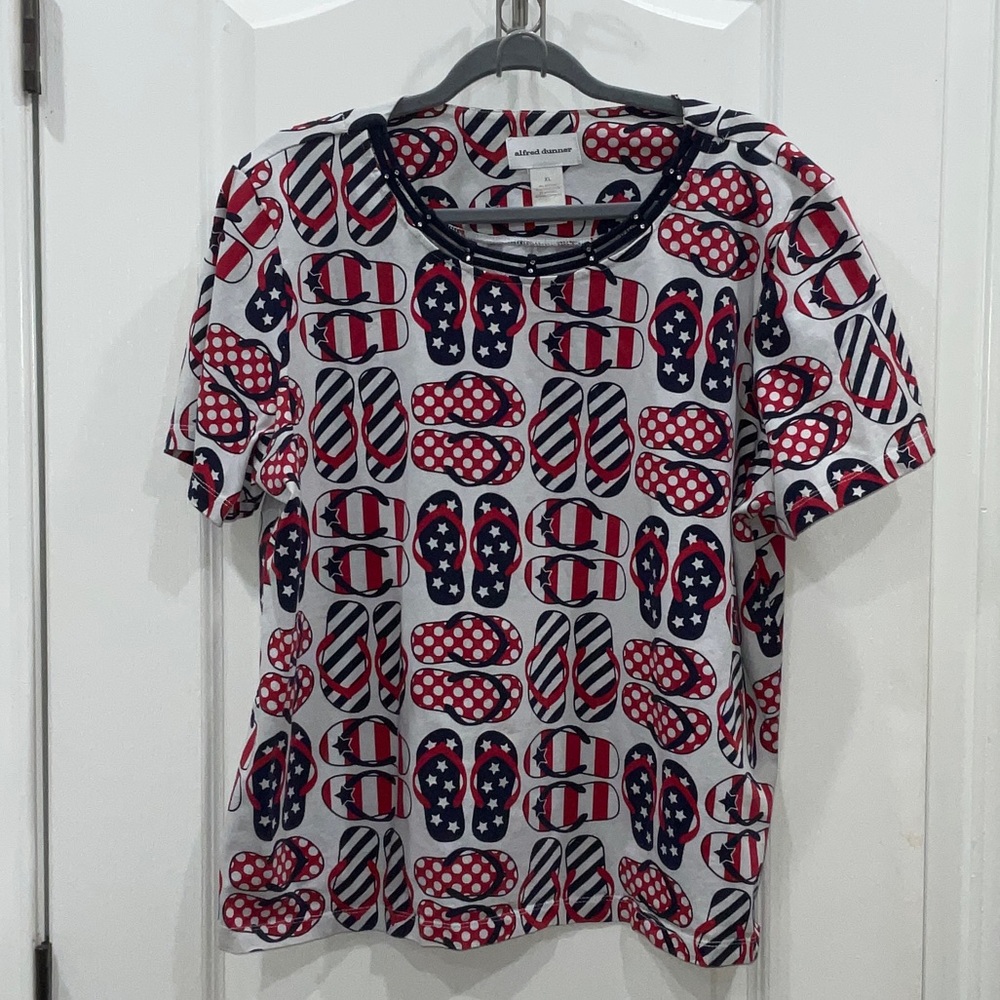 Alfred Dunner Patriotic Flip Flop Tee